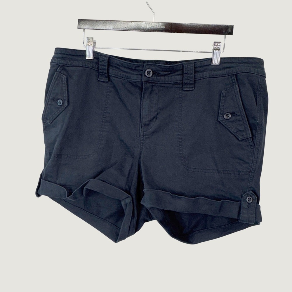 Torrid Cargo Cuffed Shorts 18 Black Utilitarian Casual Womens Plus Size Summer
